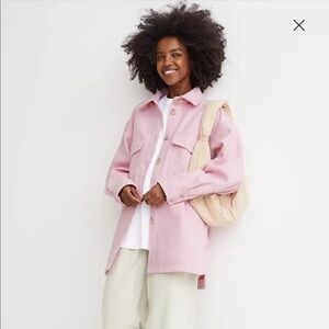 H&M Women's Pink Button Up Shacket